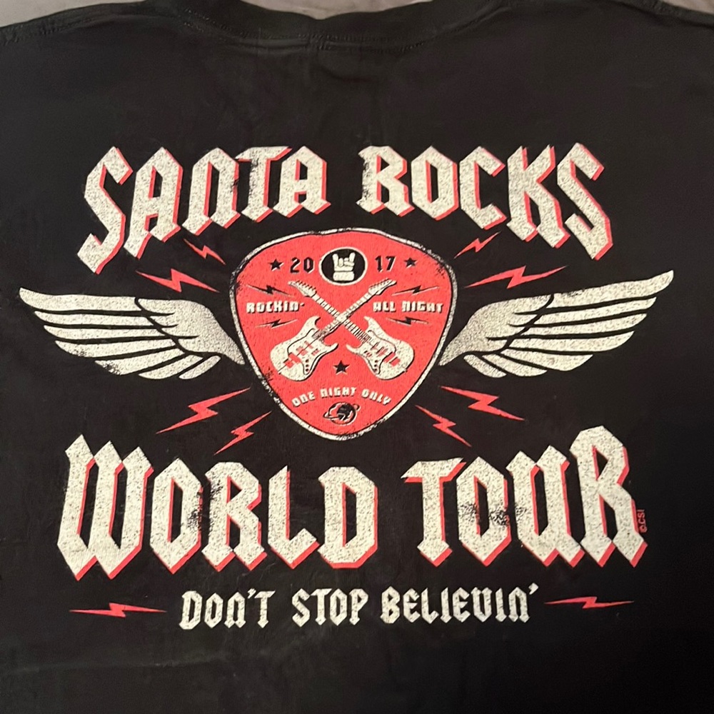 Santa Rocks World Tour T shirt.